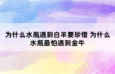 为什么水瓶遇到白羊要珍惜 为什么水瓶最怕遇到金牛